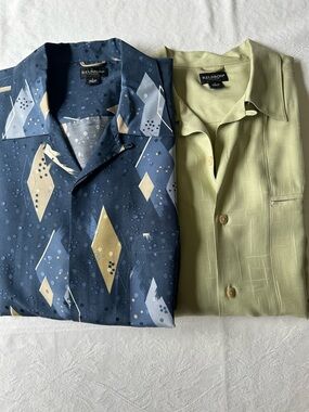 2 Men’s  Reunion Silk Button Down Shirts Size L